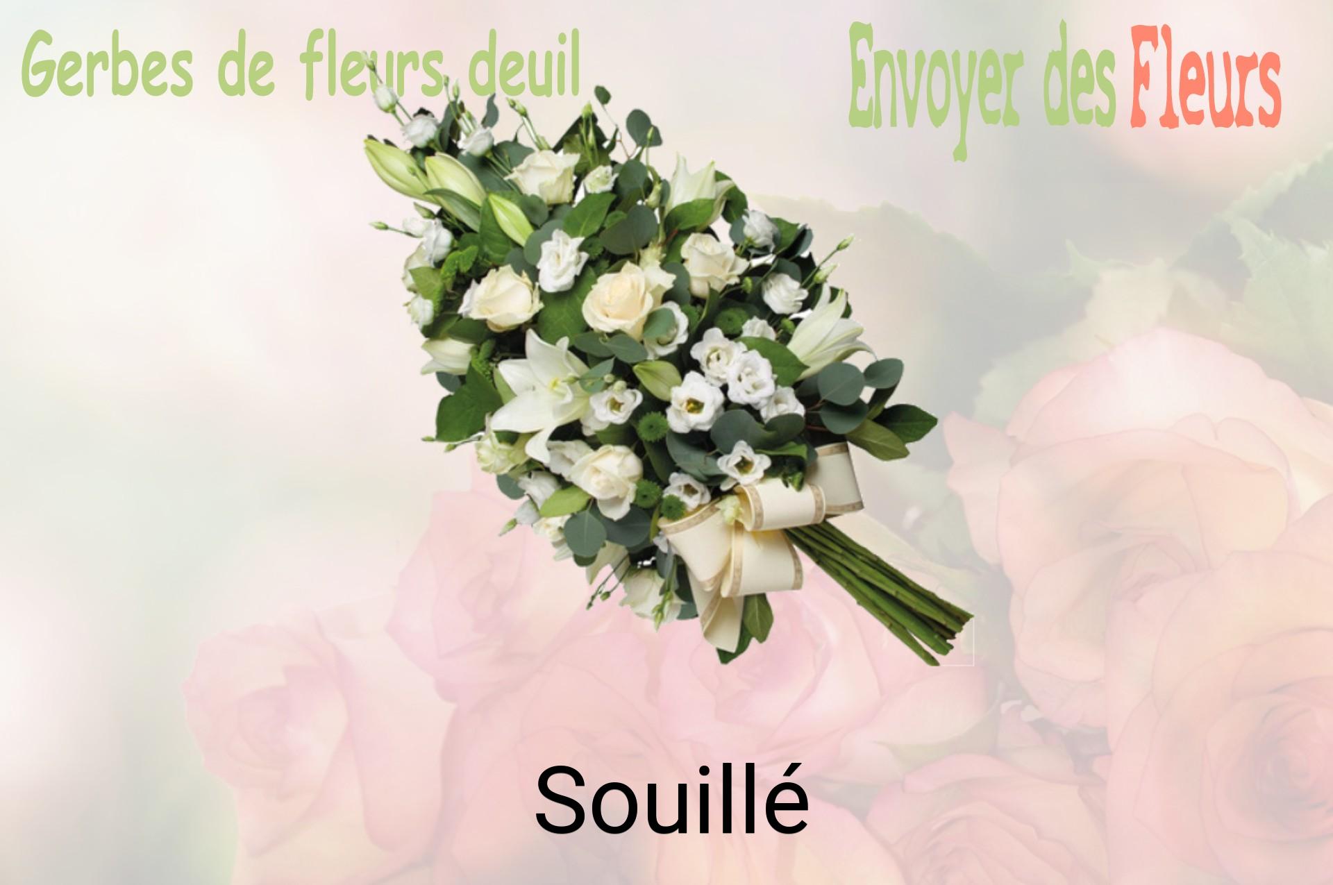 Gerbe de fleurs de deuil livrée à Souillé
